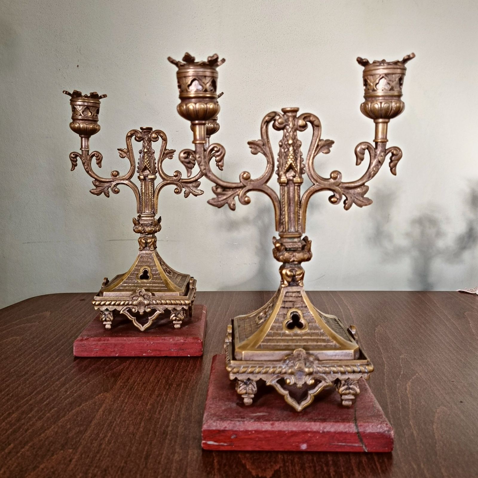 Pair Of 19th Century Candelabra On Marble