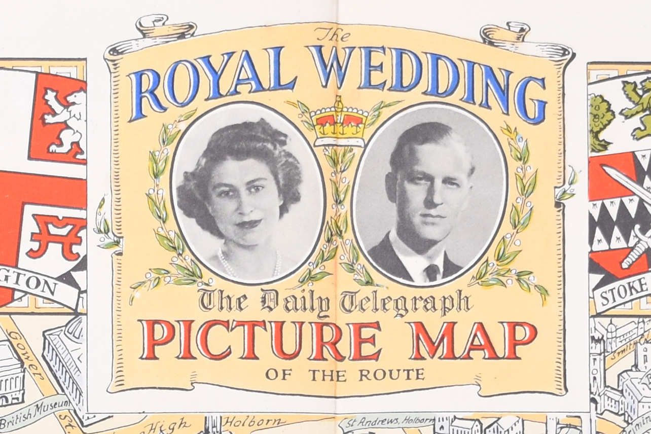 The Royal Wedding: Picture Map Of The Route Through London (1947) photo furniture