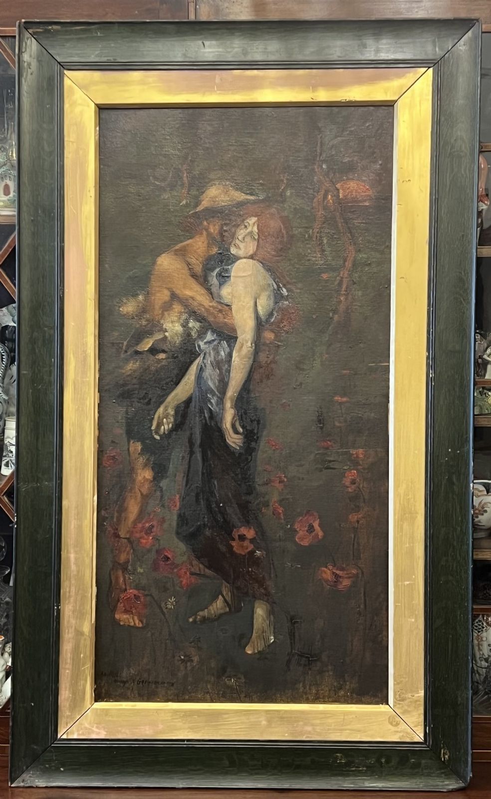 photo vinterior C1920s Copy Of An Idyll Study ( M Greiffenhagen) Oil Painting On Board