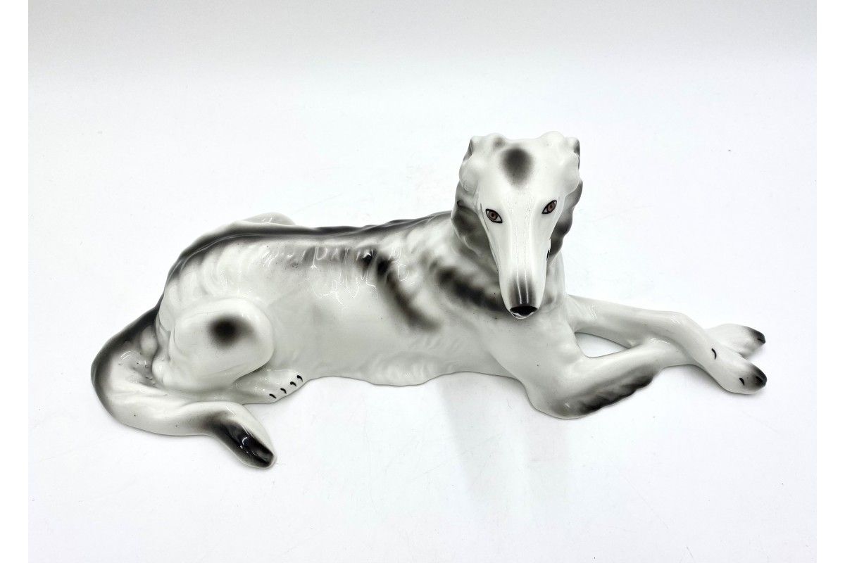 Porcelain Figurine Of Russian Borzoi Greyhound, Bogucice, 1960s photo for sale