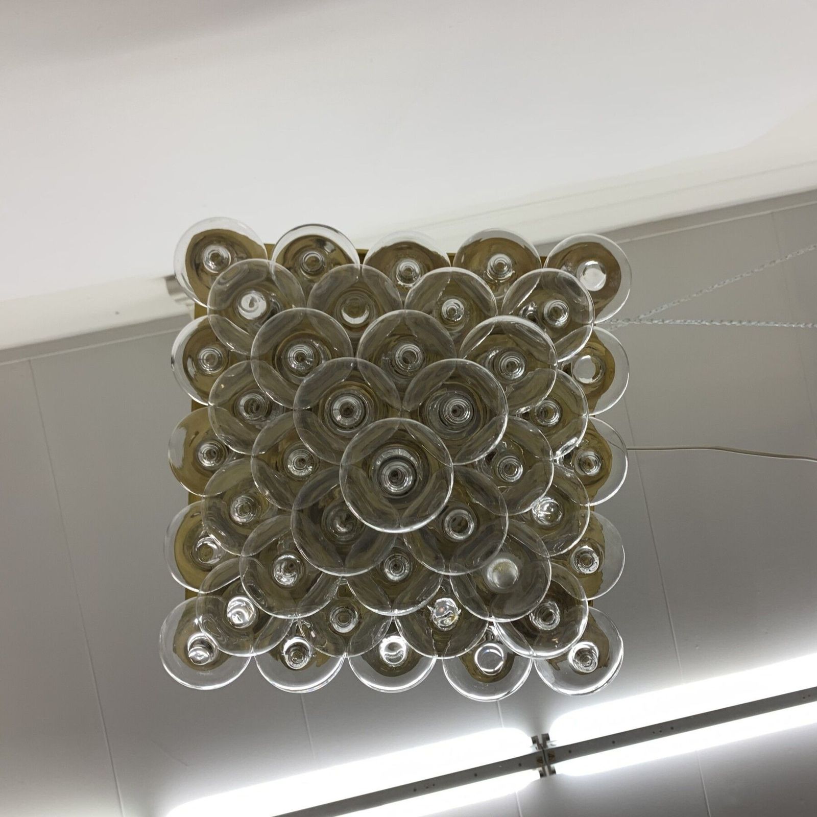 photo vinterior Mid Century Design Zeldzame Kalmar Gouden Plafondlamp, Jaren 1970