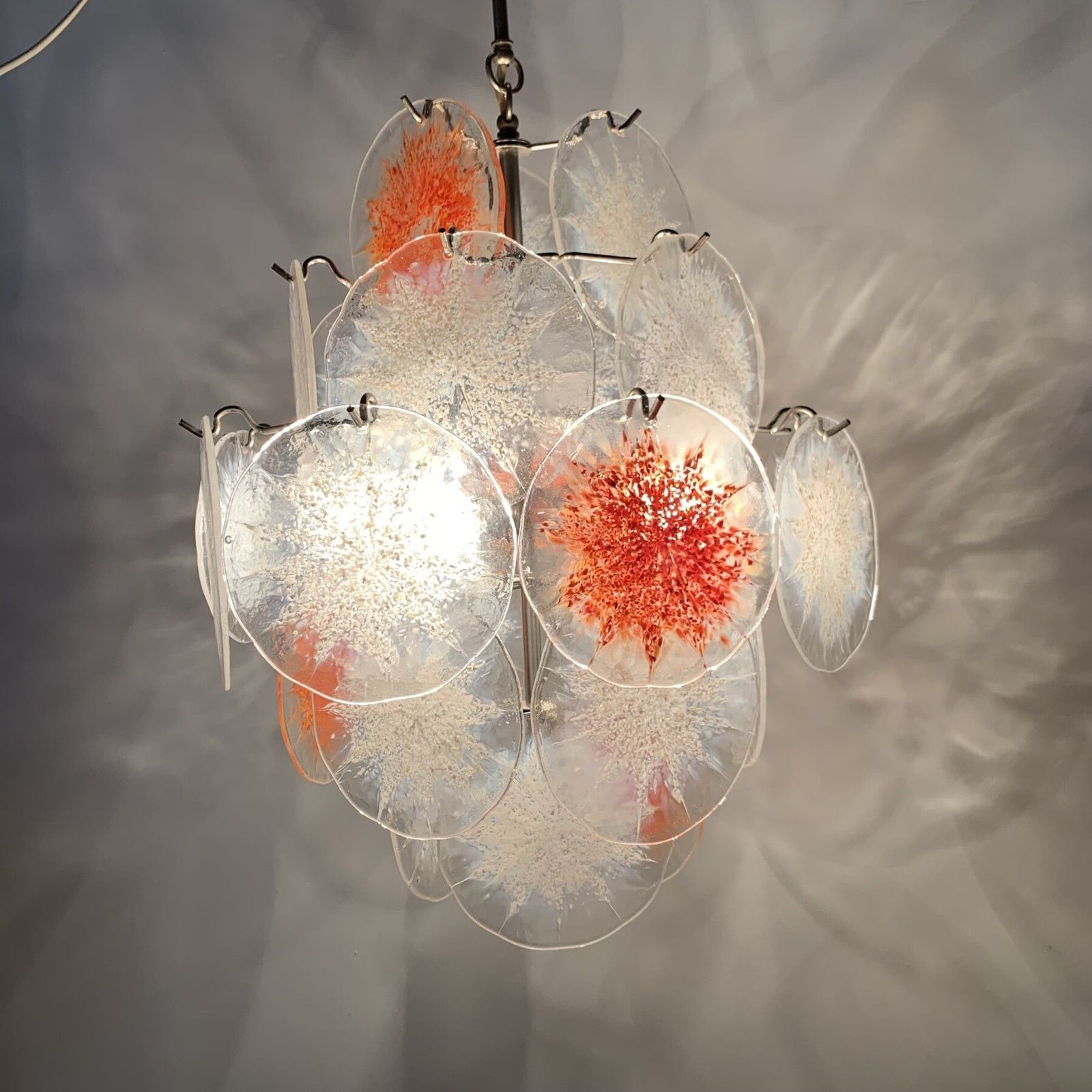 Mid Century Design Glass Disc Chandelier By Vistosi, 1970s photo furniture