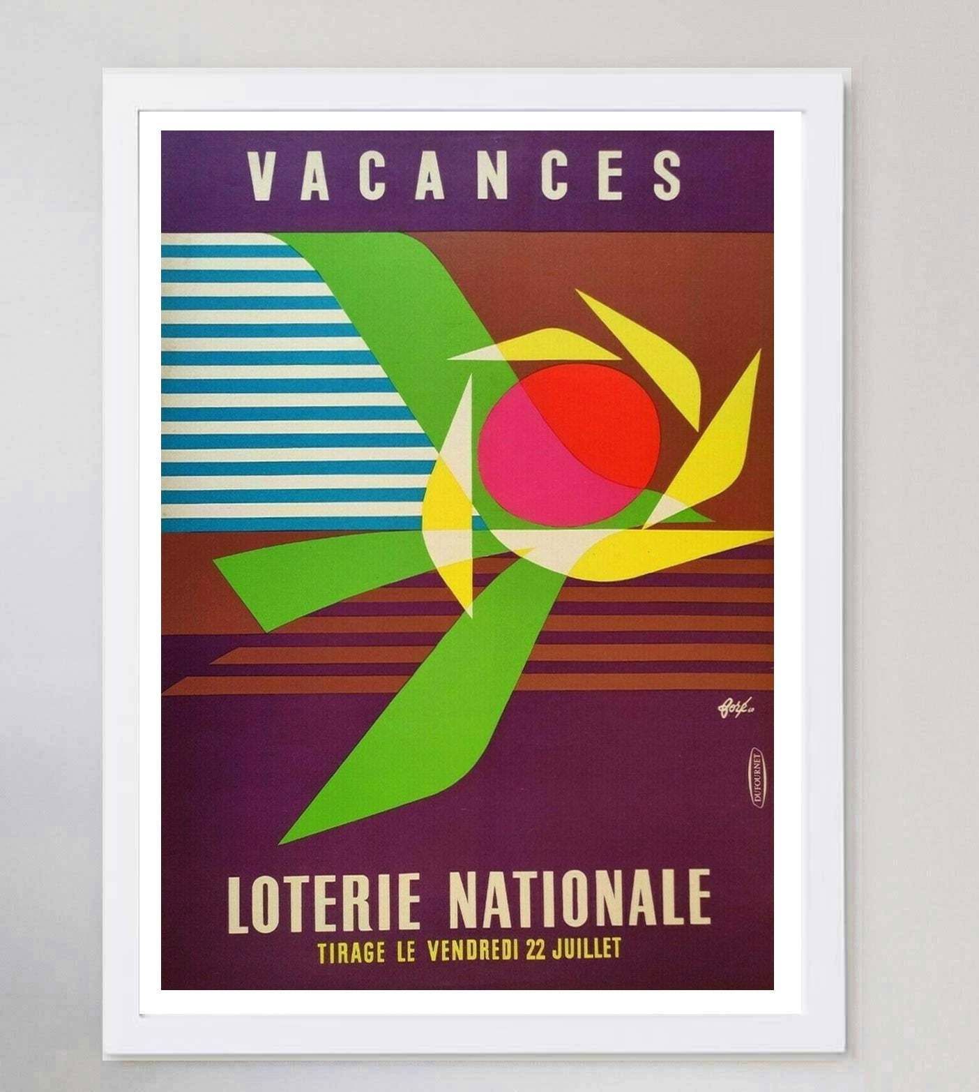 Vacances   Loterie Nationale Original Vintage Poster photo for sale