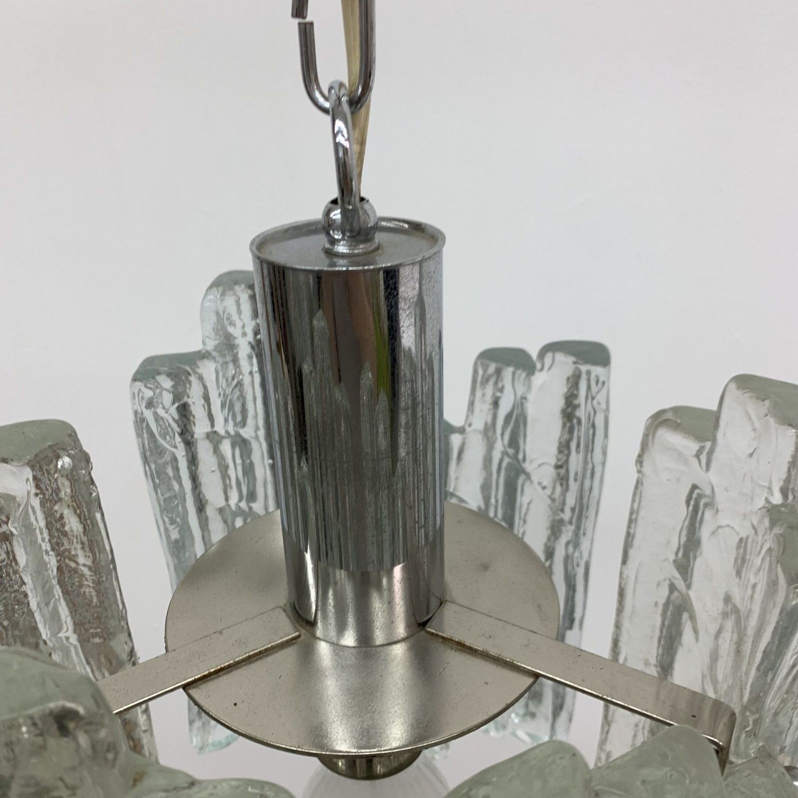 photo furniture Hanging Lamp In Frosted Ice Glass By J. T. Kalmar For Kalmar Franken Kg, 1960s