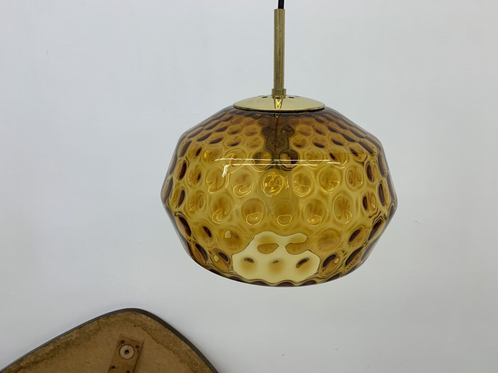 Limburg Glashutte Glass Hanging Lamp , 1970’s Mid Century Design Lamp Germany photo vinterior