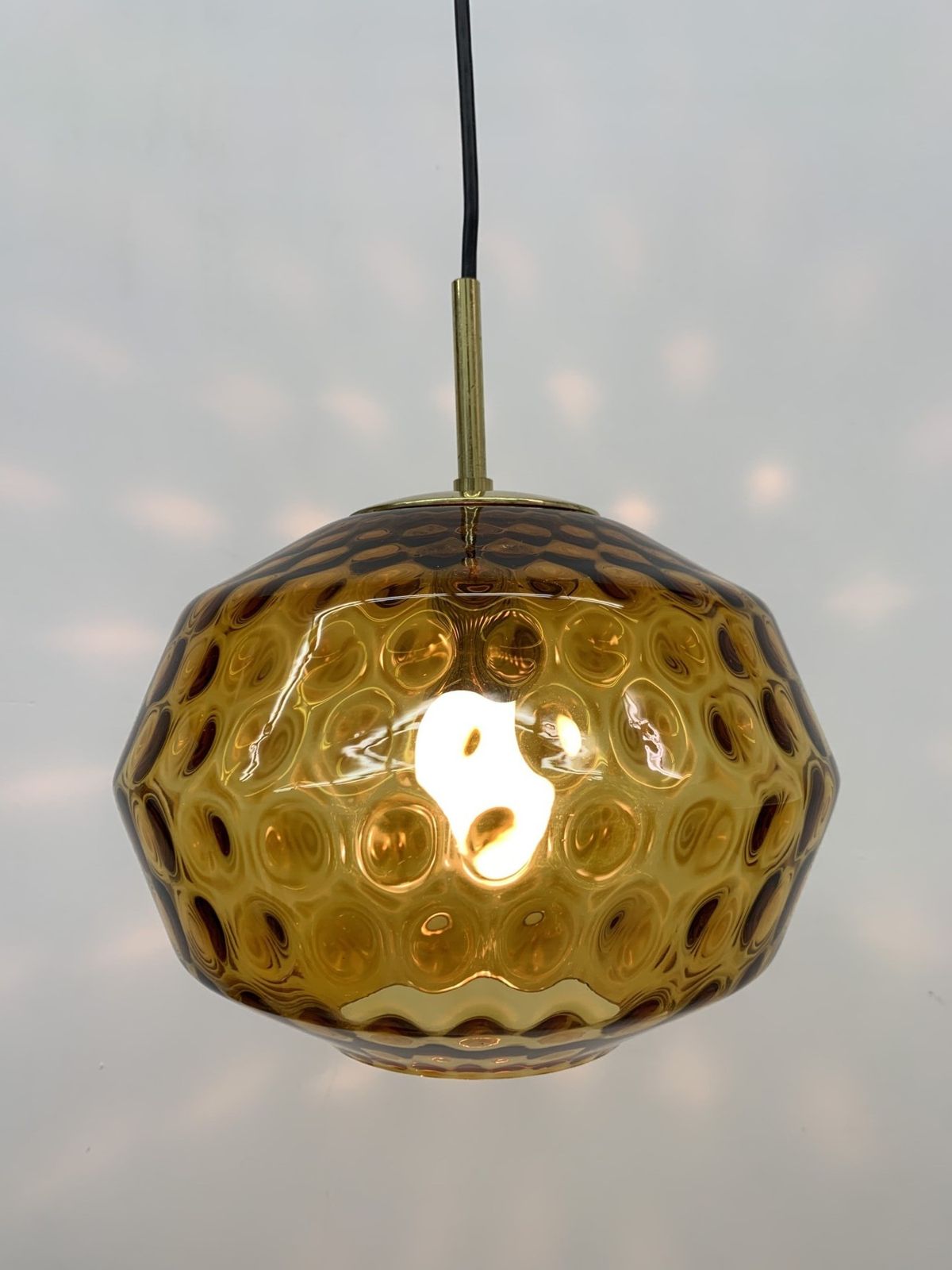 479.88 Limburg Glashutte Glass Hanging Lamp , 1970’s Mid Century Design Lamp Germany photo