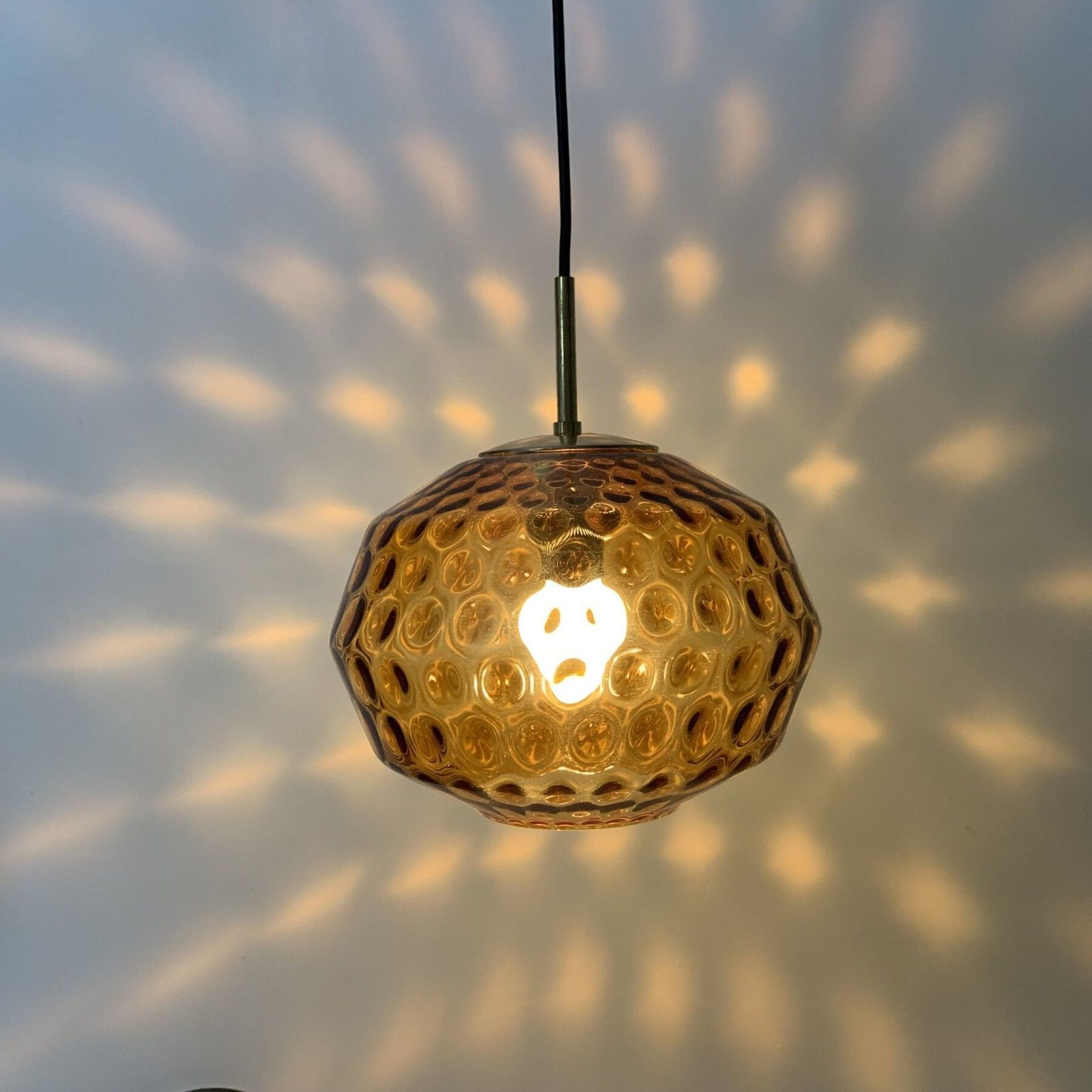 photo vintage Limburg Glashutte Glass Hanging Lamp , 1970’s Mid Century Design Lamp Germany