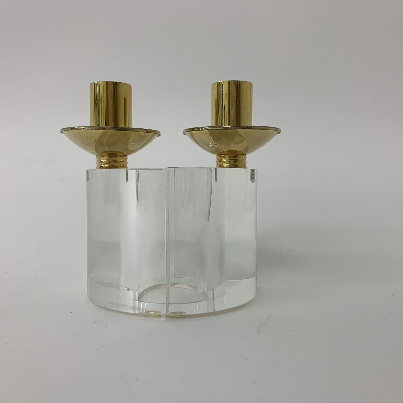 Set Van 2 Lucite Kandelaars, Ca. Jaren 1970 photo for sale