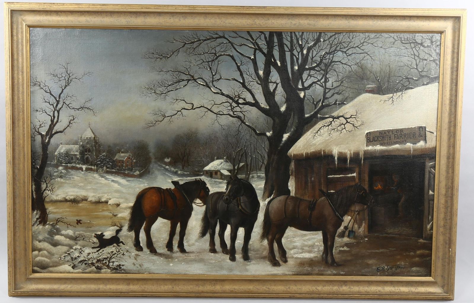 "Blacksmith".  Oil Painting By Edwin Roper Stocqueler (Australian   1829   1895) photo furniture