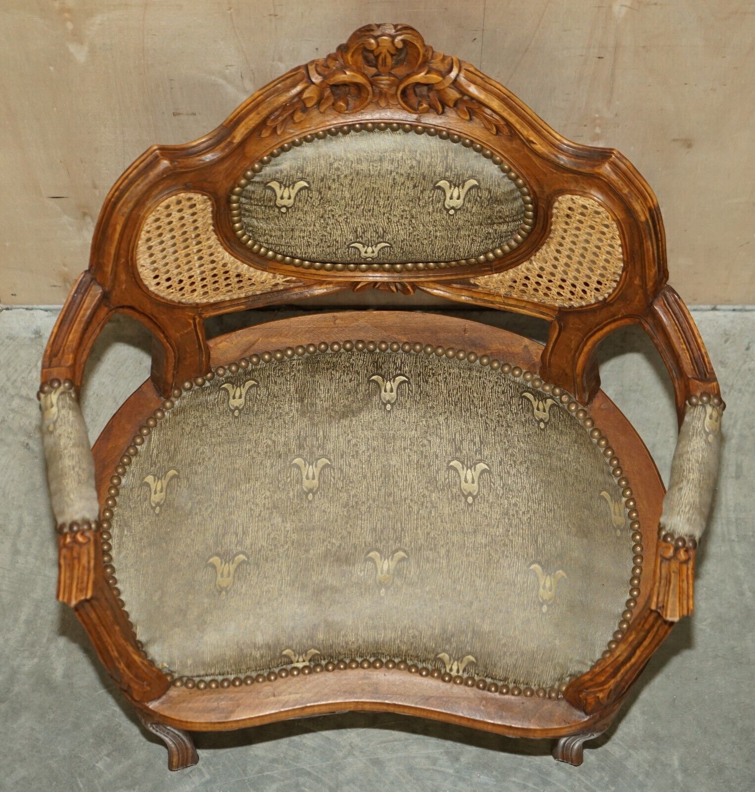 Antique Pair Of Napoleon III Circa 1890 Bergere Armchairs & Matching Table photo buy