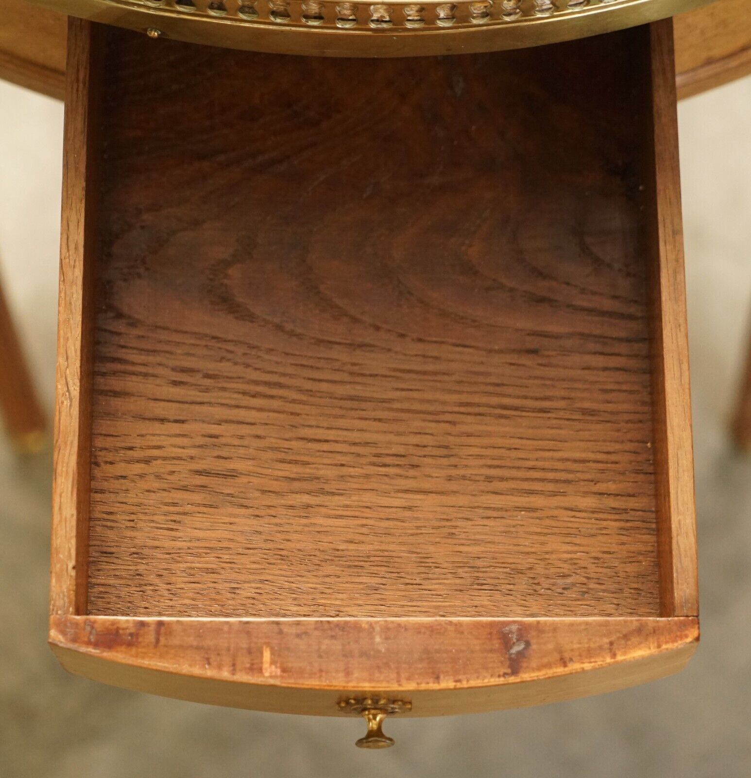 Furniture Restored Antique Napoleon III Occasional Table Brown Leather Top Butlers Trays photo