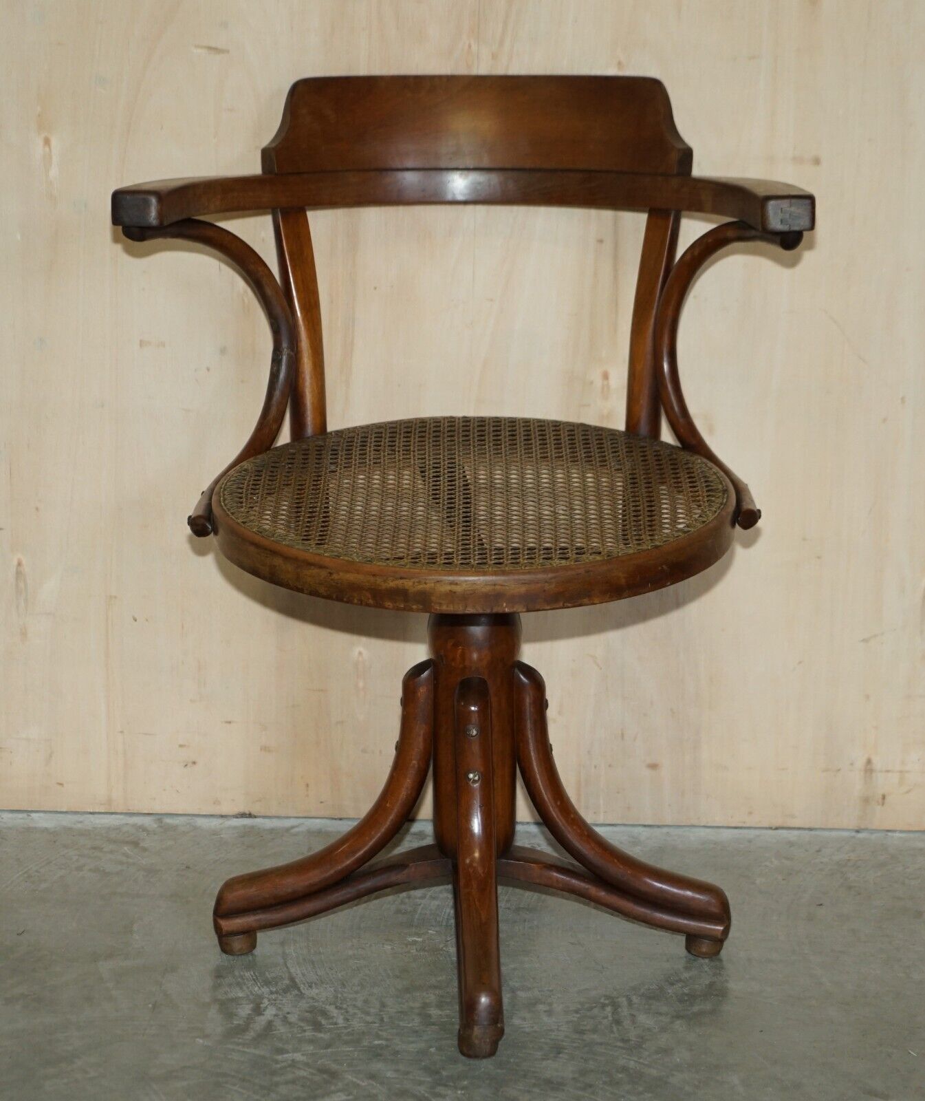 photo furniture Original Antique Thonet Swivel Bergere Desk Captains Armchair Model Number 3
