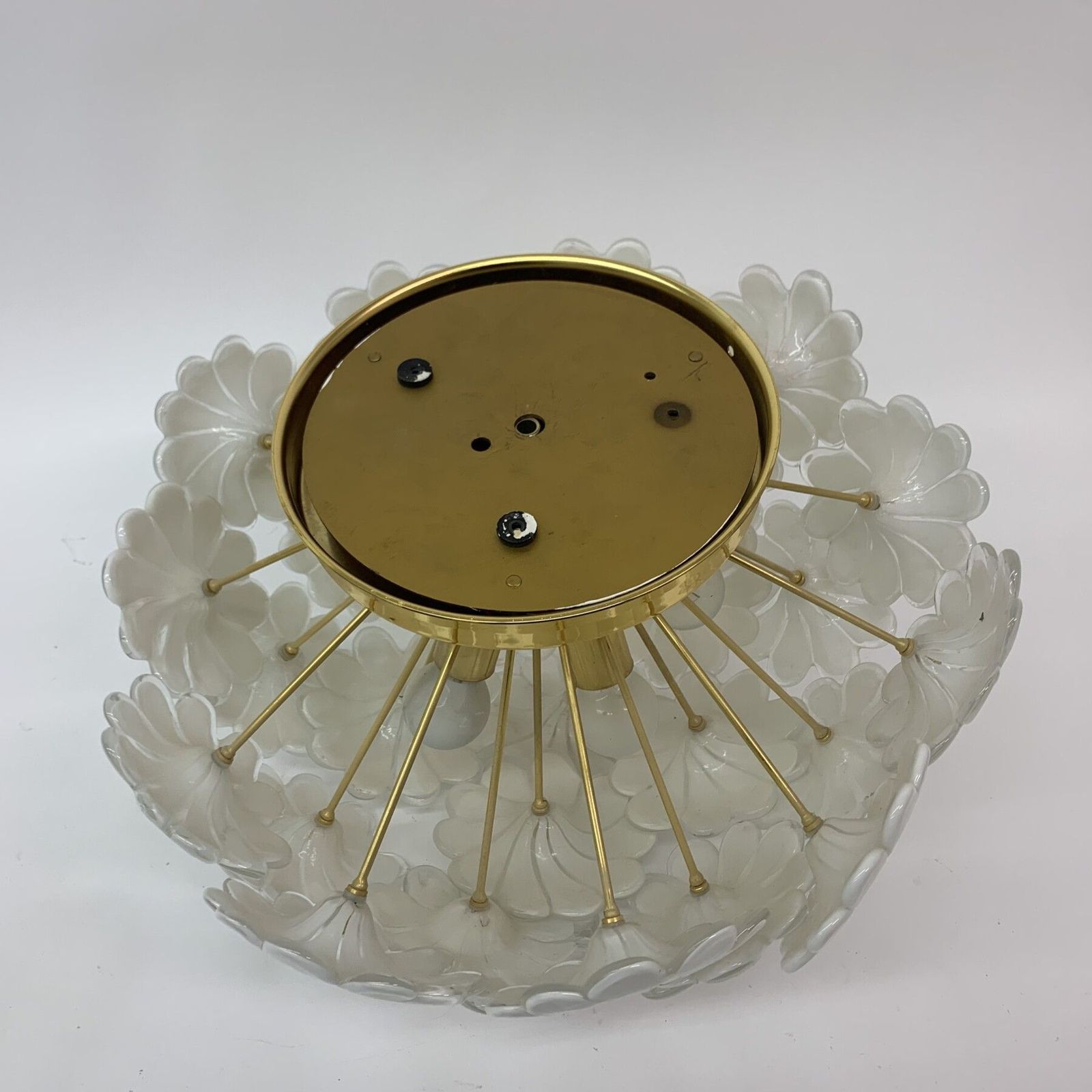 Murano Glazen Bloem Plafondlamp, Italiaans, Jaren 1970 photo for sale
