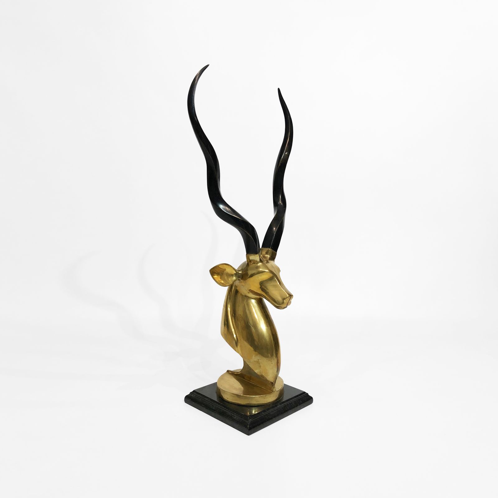 photo for sale Brass Antelope Head Sculpture 1970s Kudu Hollywood Regency Karl Springer Horns