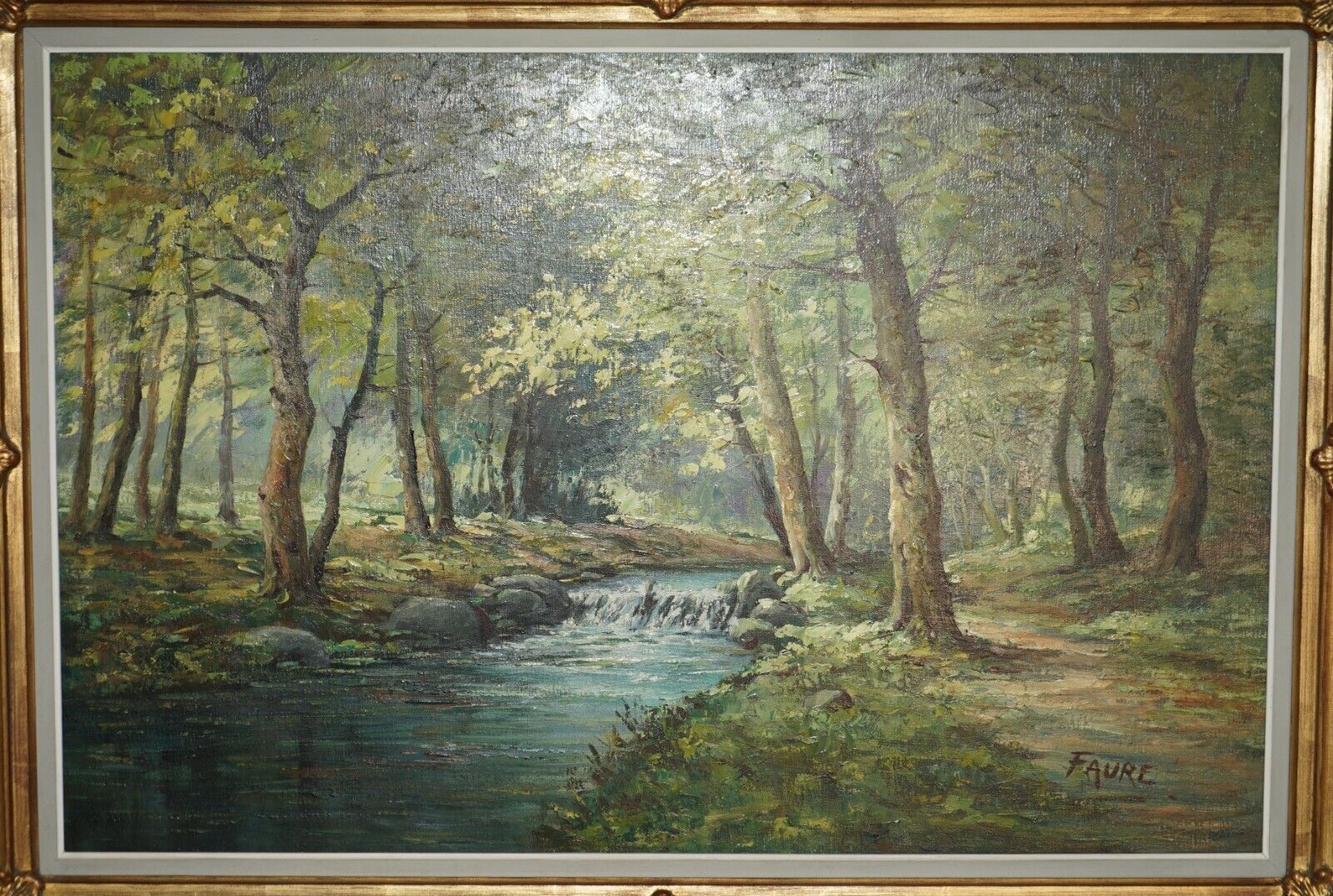 Antique Flemish Oil Painting Signed Faure Van Overbroek Circa 1880 Rural Scene photo for sale