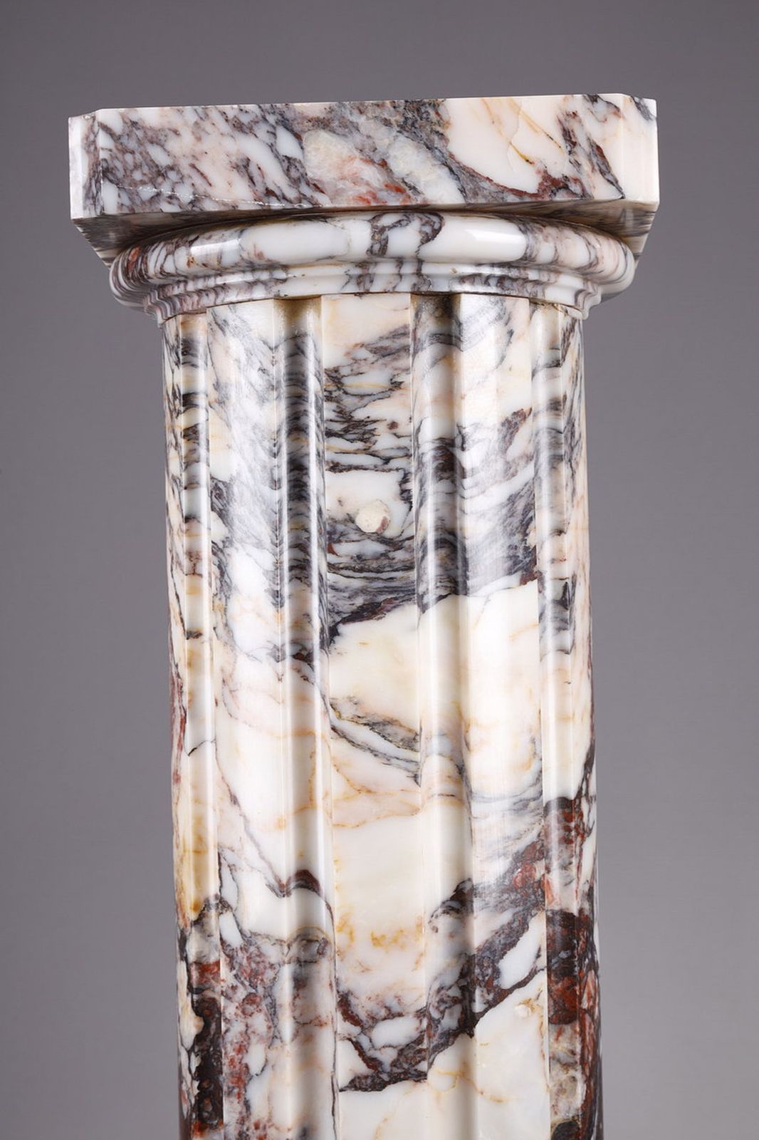 Arlequin Breche" Marble Column With Fluted Shaft, 19th Century photo buy