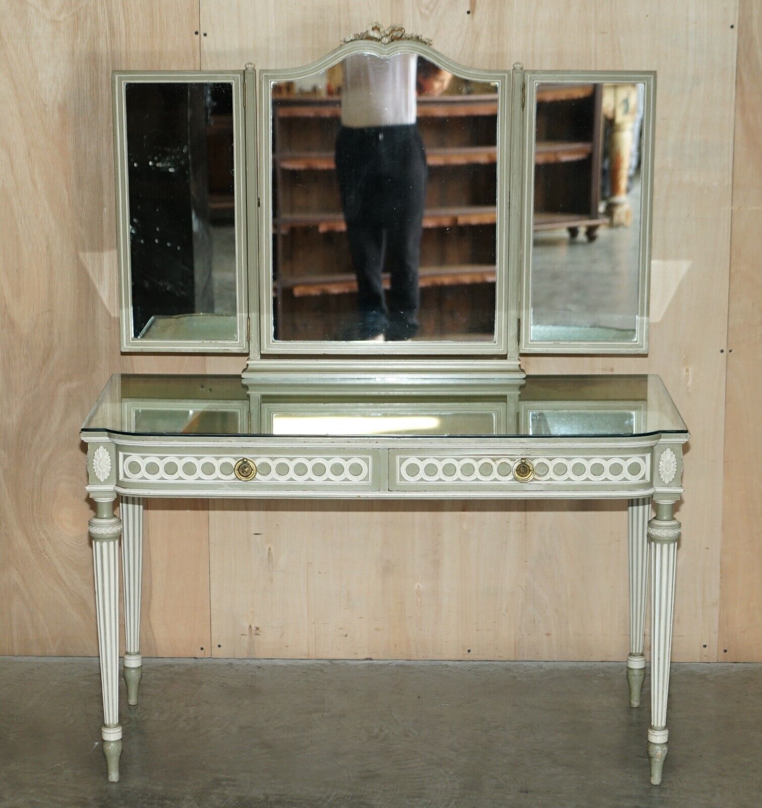 Antique Stamped Mellier & Co Anglo French Shabby Chic Dressing Table Part Set photo Furniture