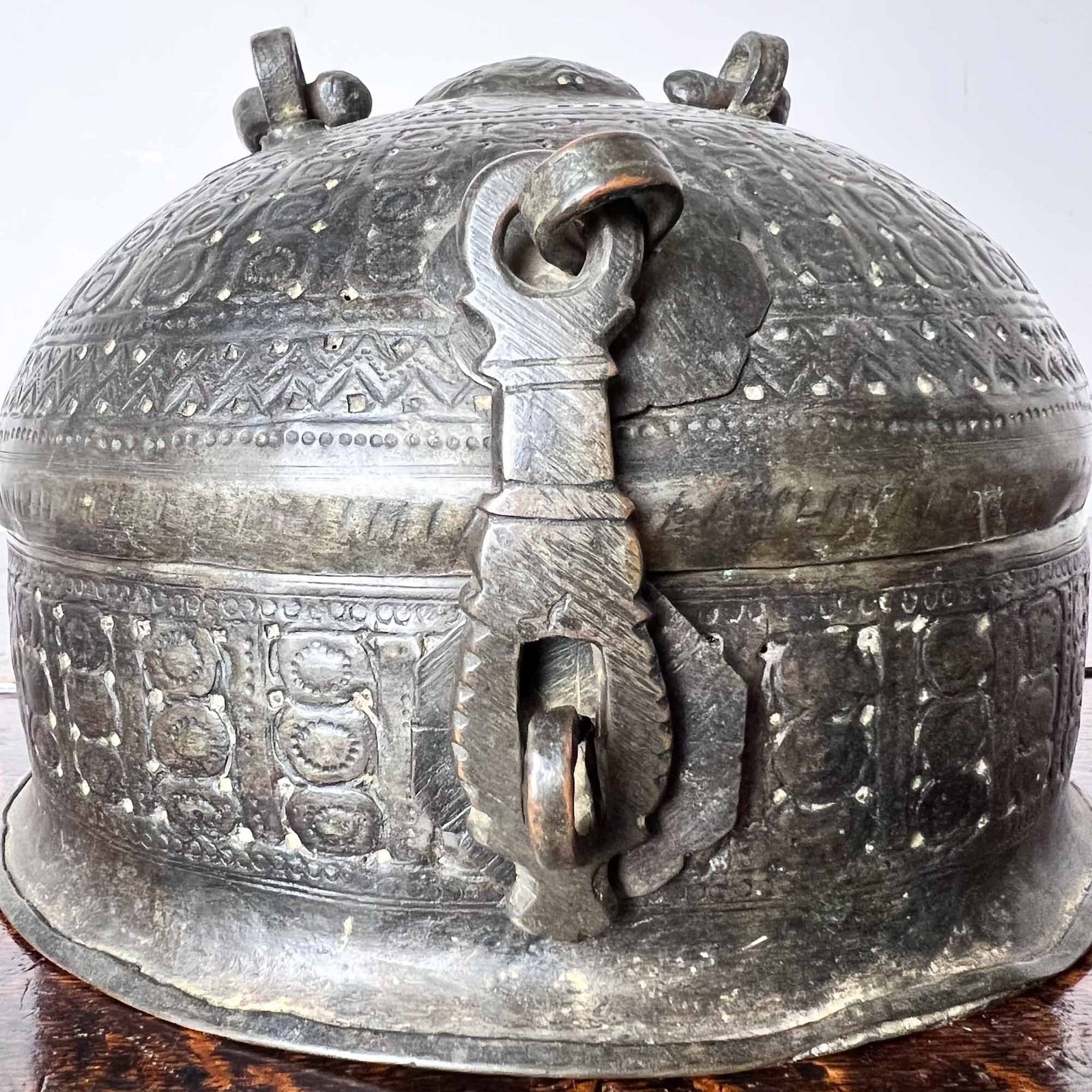 159.0 Antique Indian Metal Pandan Betel Box photo