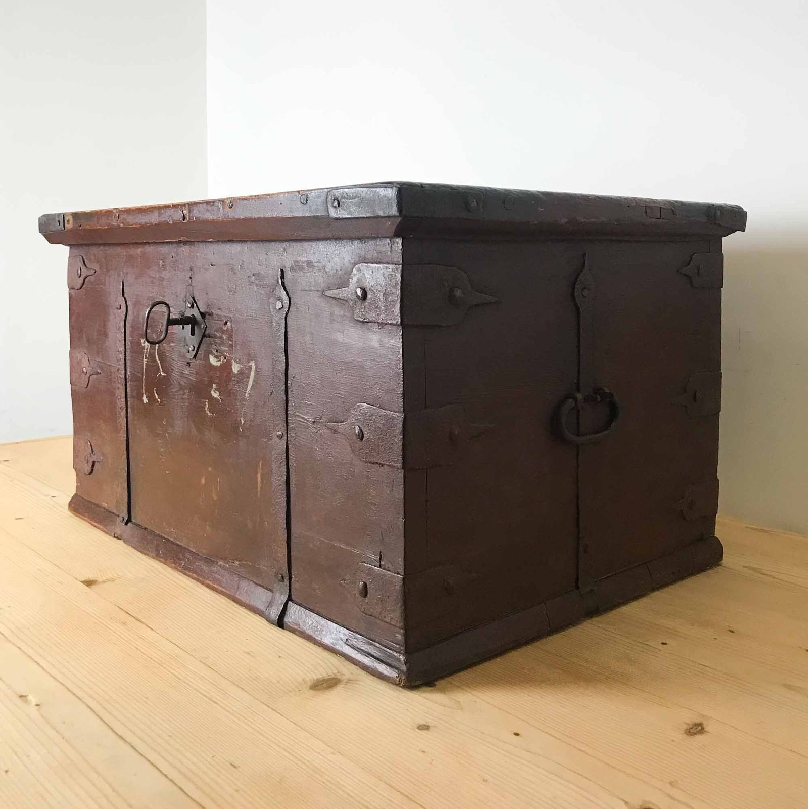Antique Scandinavian Painted Pine Box, Dated 1837 photo Home Decor