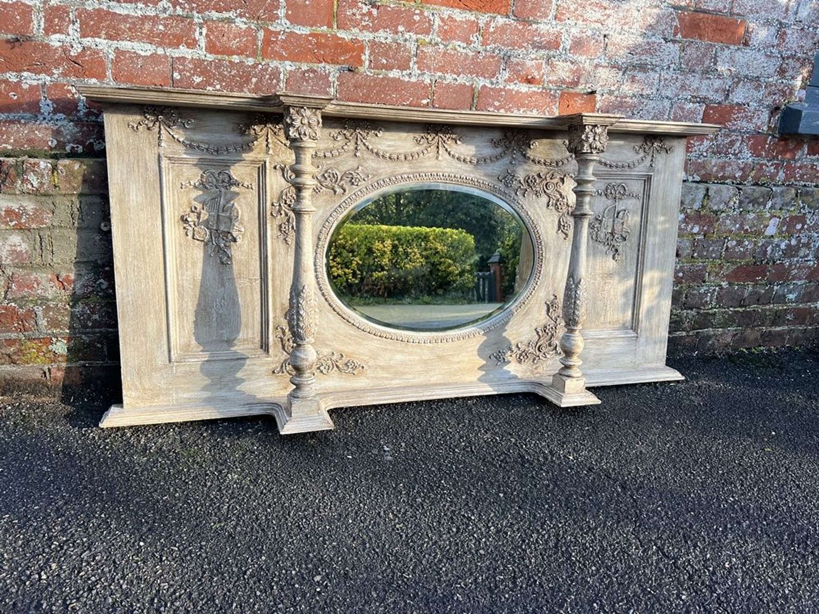 A Fabulous Antique 19th C English Painted Overmantle Mirror. photo vinterior