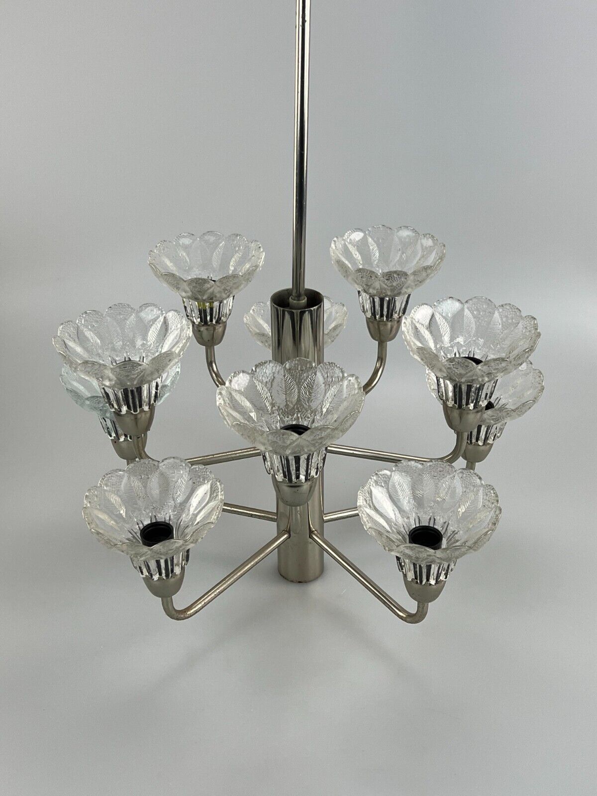 60s 70s Lamp Fixture Ceiling Lamp Chandelier Chandelier Glass Space Age photo for sale