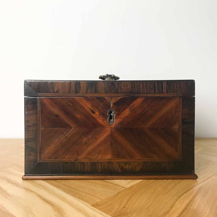 Antique Tea Caddy In Mahogany And Amboyna Veneer, C1800 photo furniture