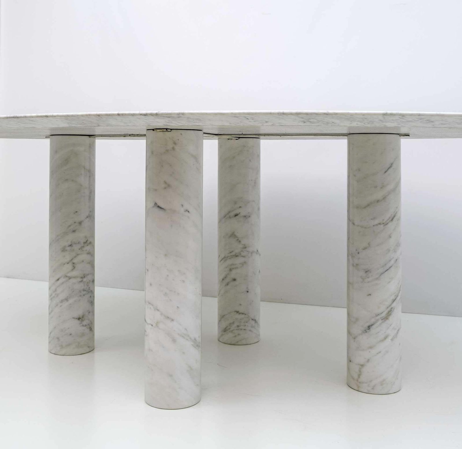 Mario Bellini Italian Carrara Marble Oval Dining Table For Cassina, 70s photo vinterior