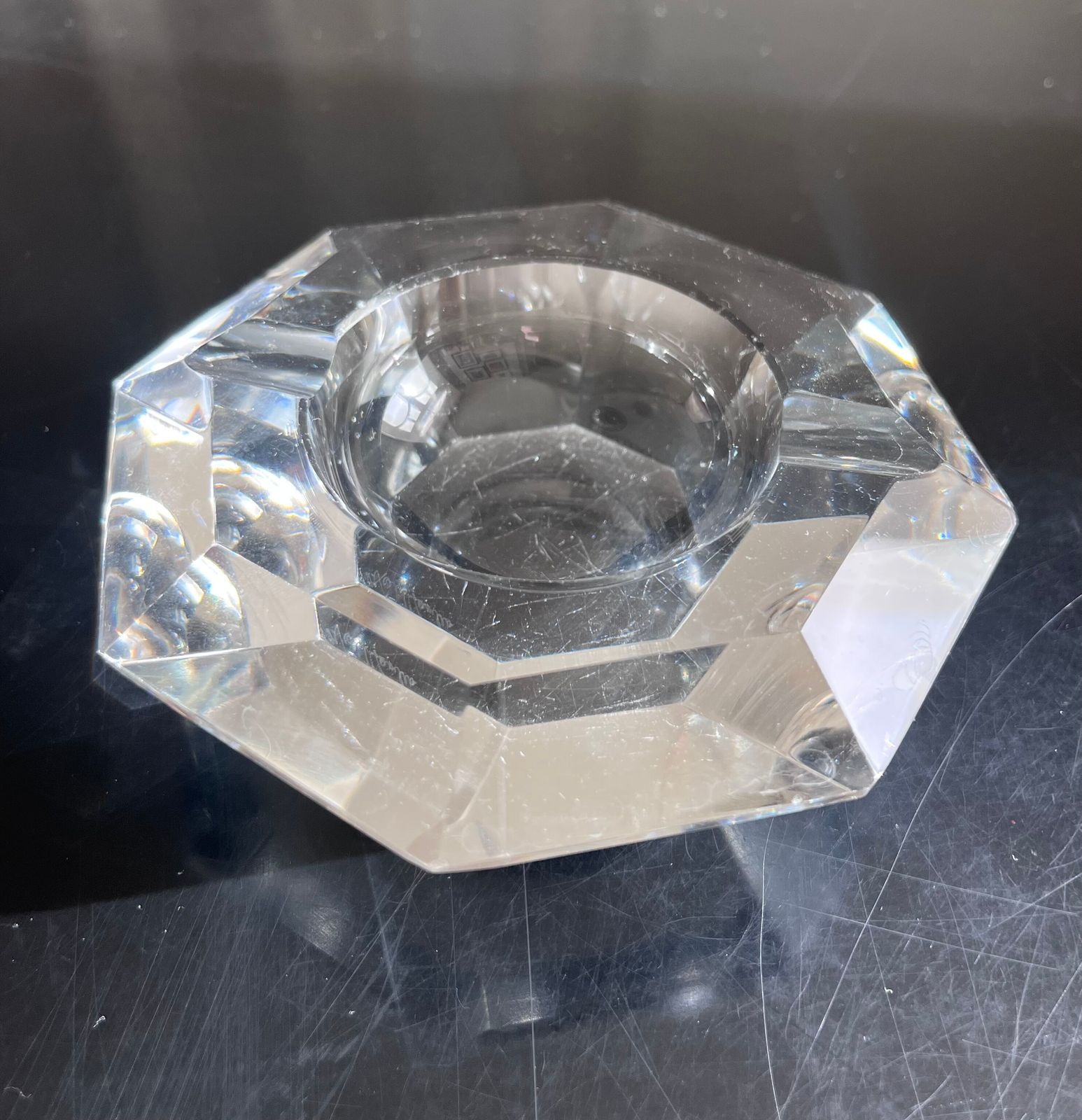 Two Crystal Diamond Ashtrays, 1970s photo Home Decor