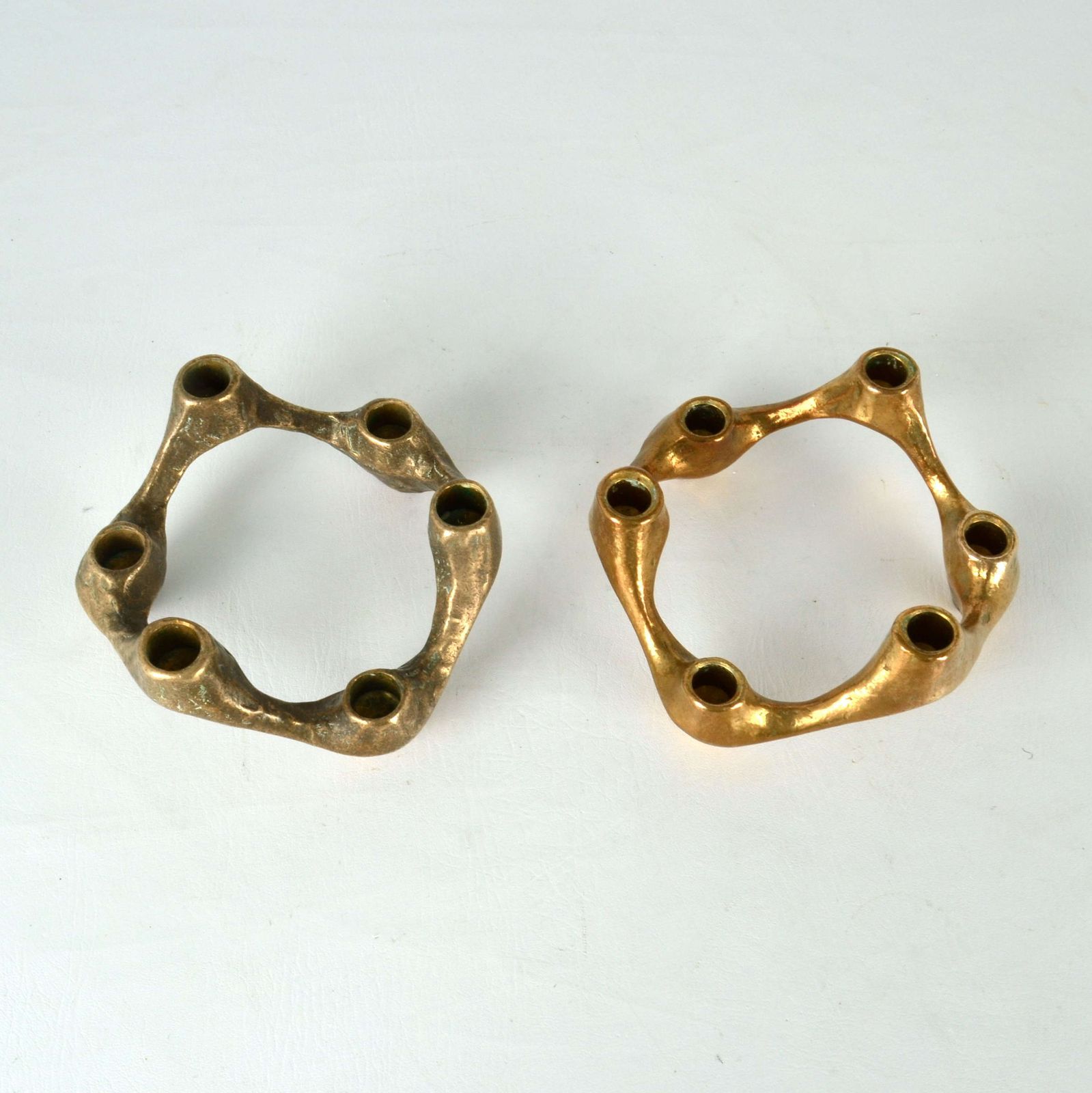 Pair Of Organic Bronze Candelabra For Six Candles photo buy