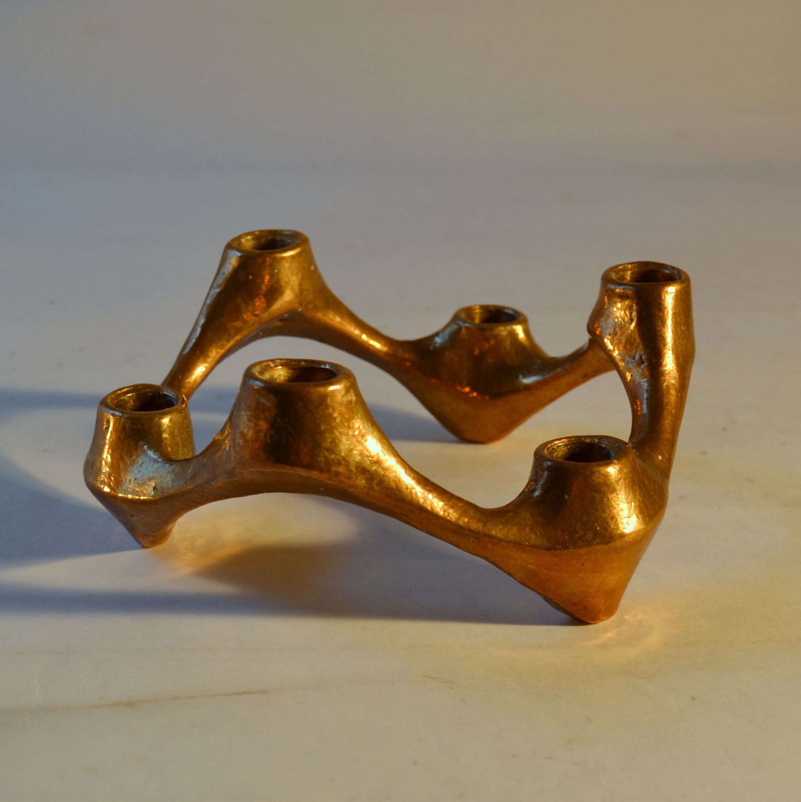 photo for sale Pair Of Organic Bronze Candelabra For Six Candles