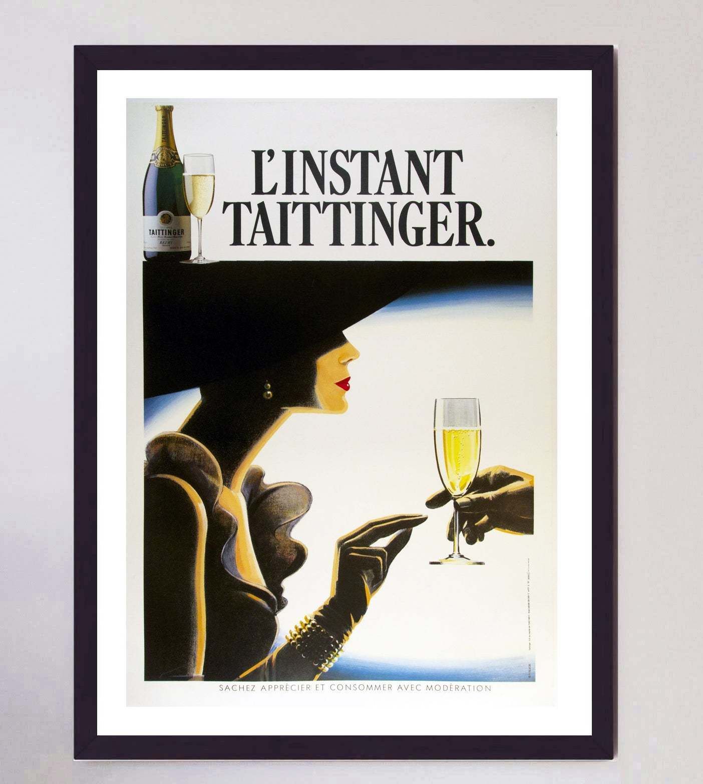L'instant Taittinger Champagne Original Vintage Poster photo furniture