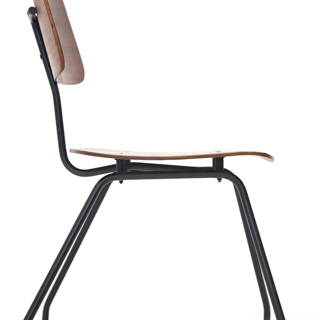 Furniture 4 Chairs In Curved Plywood And Metal, 1950s photo