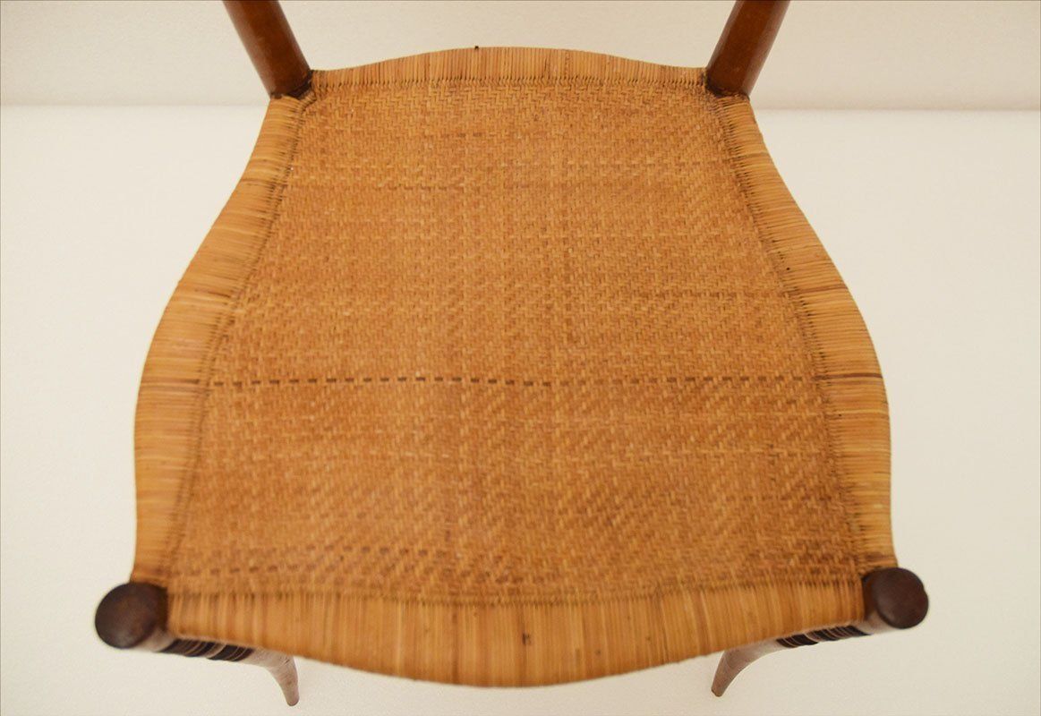 photo for sale Chiavarina Chairs In Cherry Wood With Straw Seat, 1920s, Set Of 4