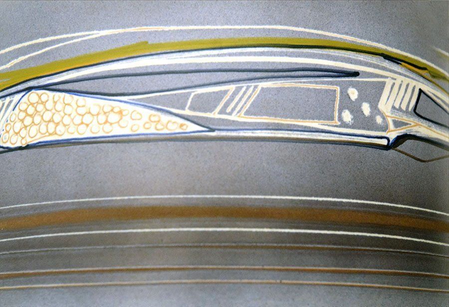 Italian Terracotta Vase With Futurist Decoration, 1960s photo buy
