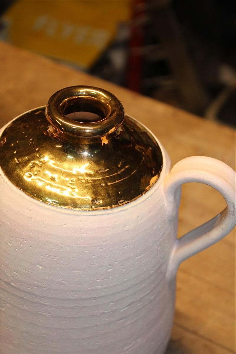 Italian Vase Ceramic Gold 24kt Bitossi Aldo Londi 1970 photo buy