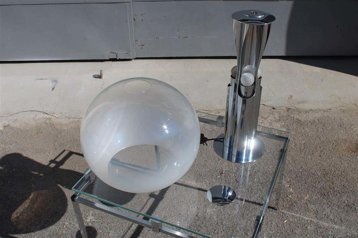 Italian Table Lamp Pop Art Selenova Steel And Murano Glass 1970s photo vintage