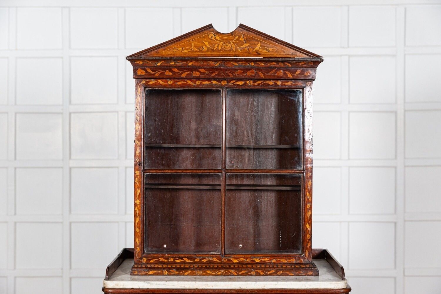 19th Century Dutch Mahogany Marquetry Inlaid Display Cabinet