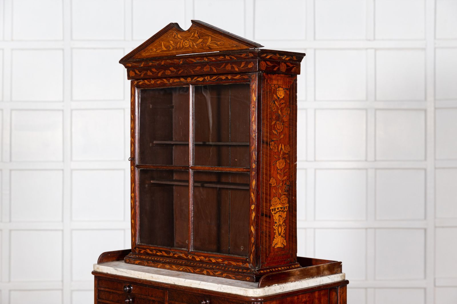 19th Century Dutch Mahogany Marquetry Inlaid Display Cabinet photo buy