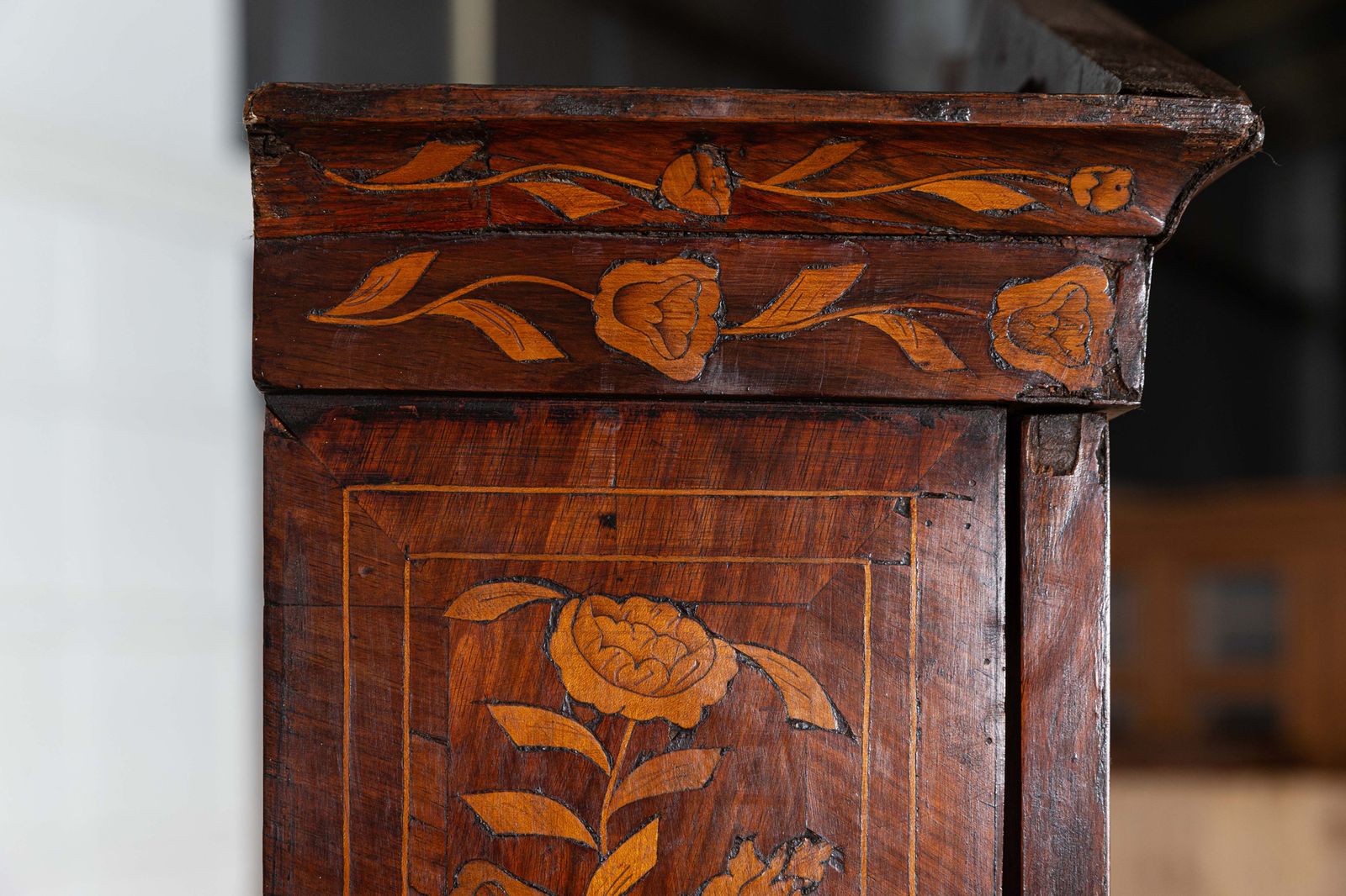 Furniture 19th Century Dutch Mahogany Marquetry Inlaid Display Cabinet photo