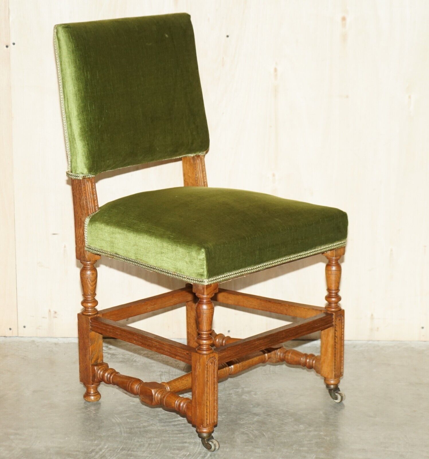 Fine Antique Victorian Original Stamped Edward And Roberts Green Desk Office Chair