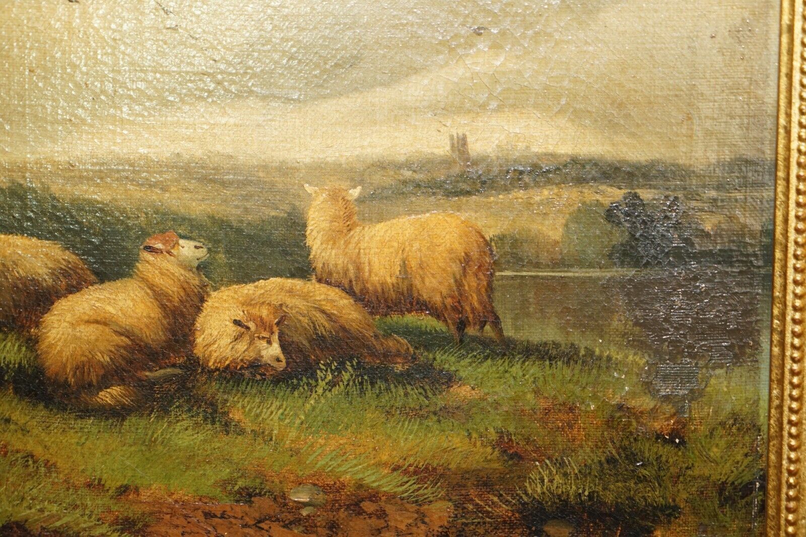 Pair Of Antique Original John W Morris 1865 1924 Landscape Sheep Oil Paintings photo vinterior