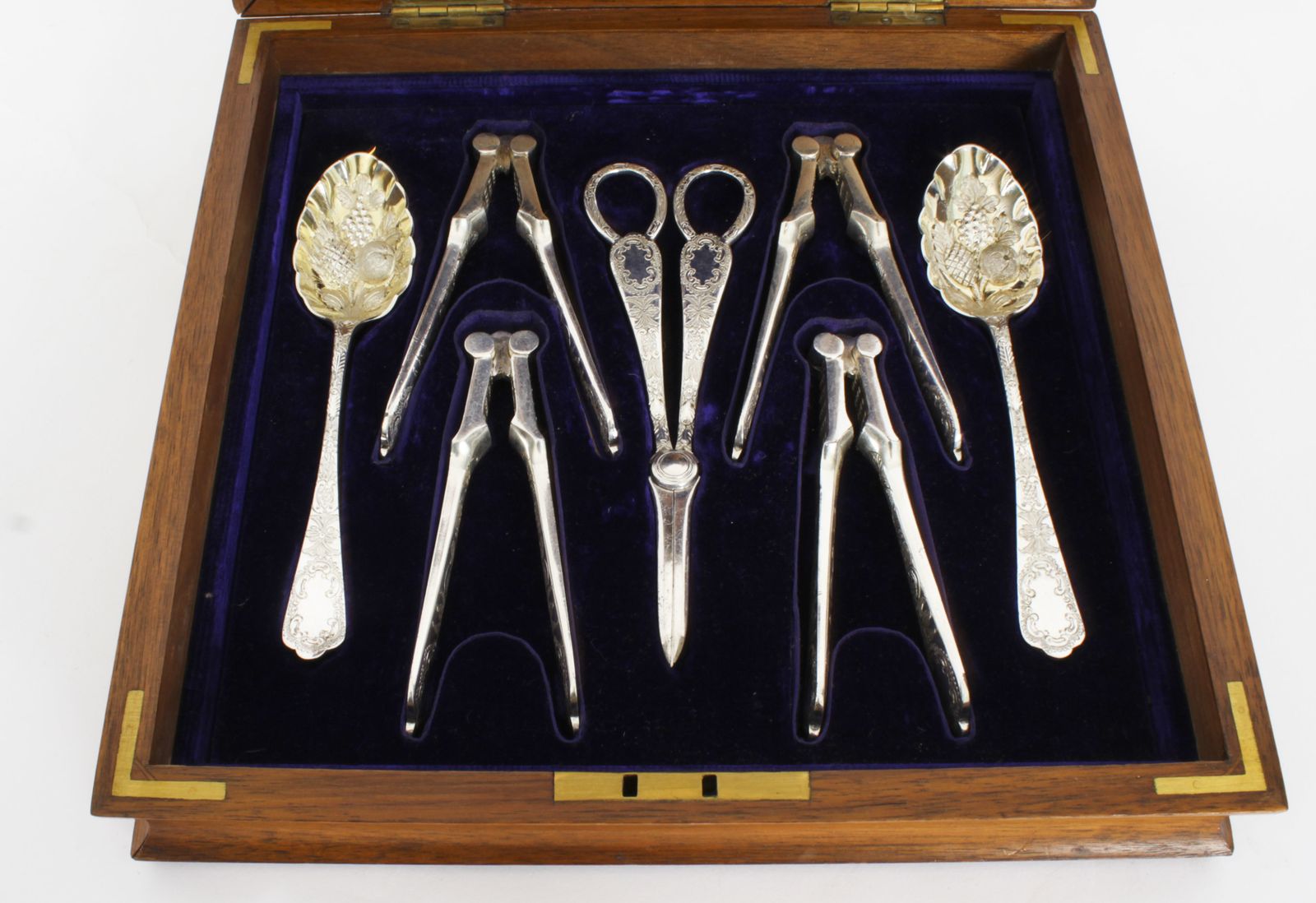 Antique Boxed Fruit Set Spoons, Nutcrackers, Grape Scissors Hukin & Heath19th C photo vinterior