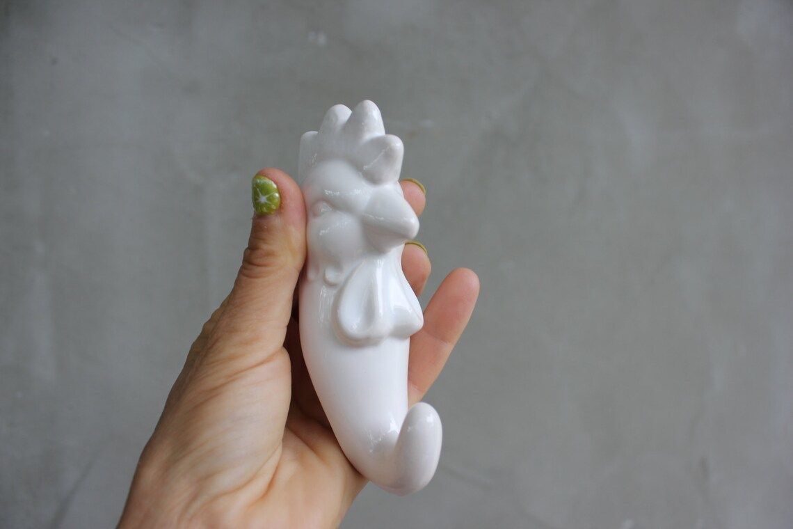 Set Farm Animal Porcelain Hangers Wall Hook White Hen,Horse,Chicken And Cow Heads Nursery Dress Hanger photo vinterior