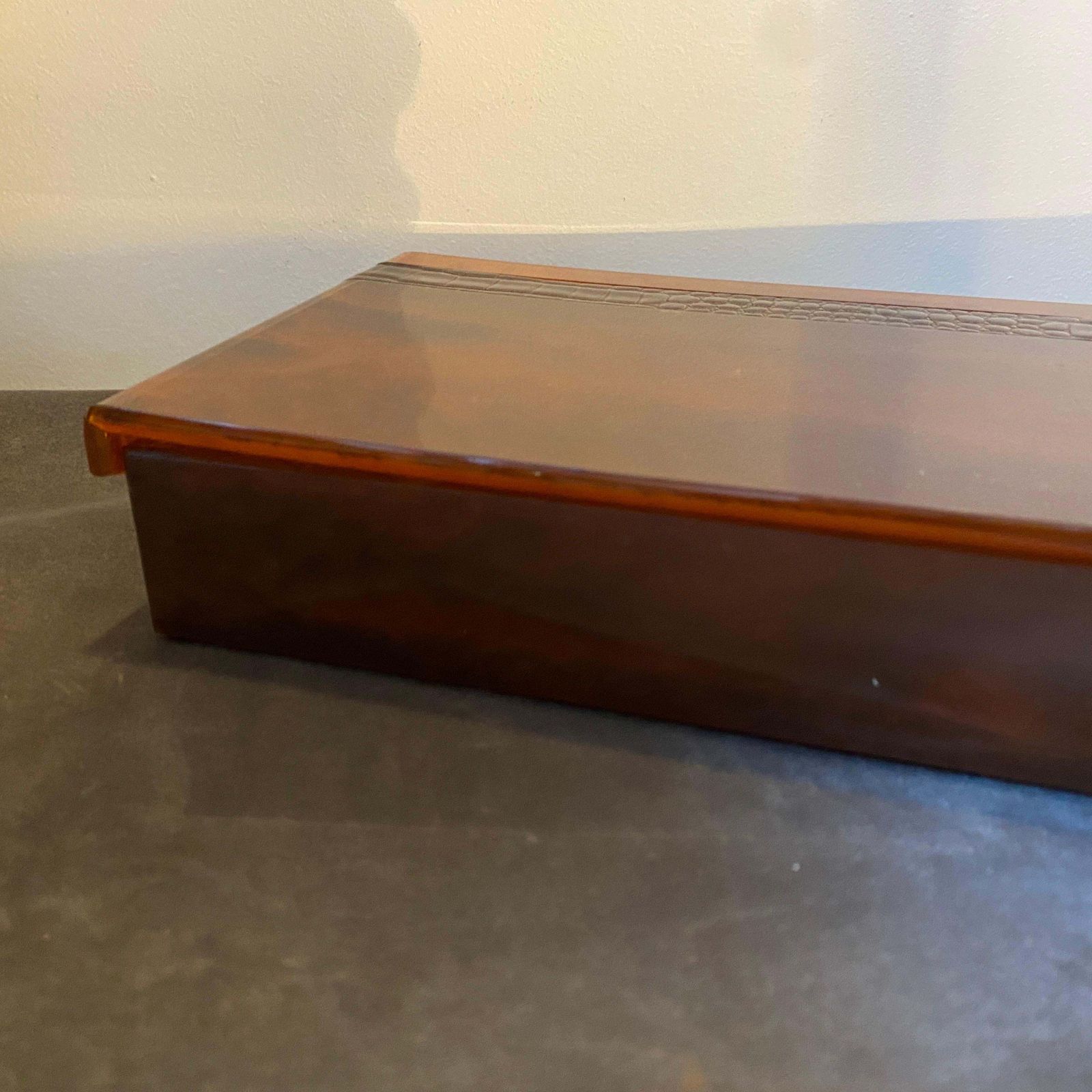 1970s Mid Century Modern Lucite Fake Tortoise Italian Jewelry Box photo furniture