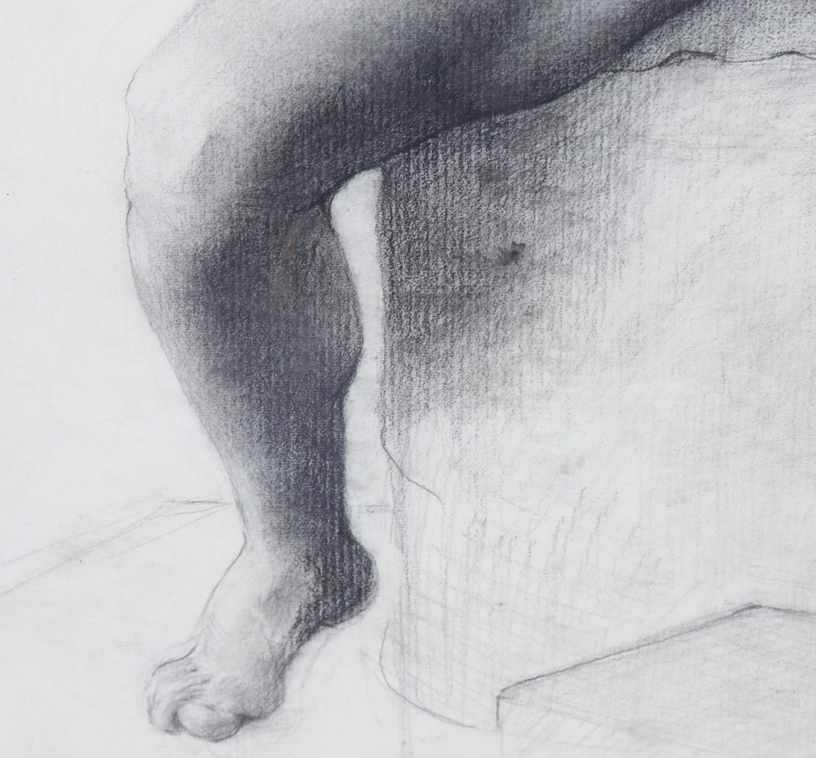 Male Nude. Charcoal On Paper. Mounted photo for sale