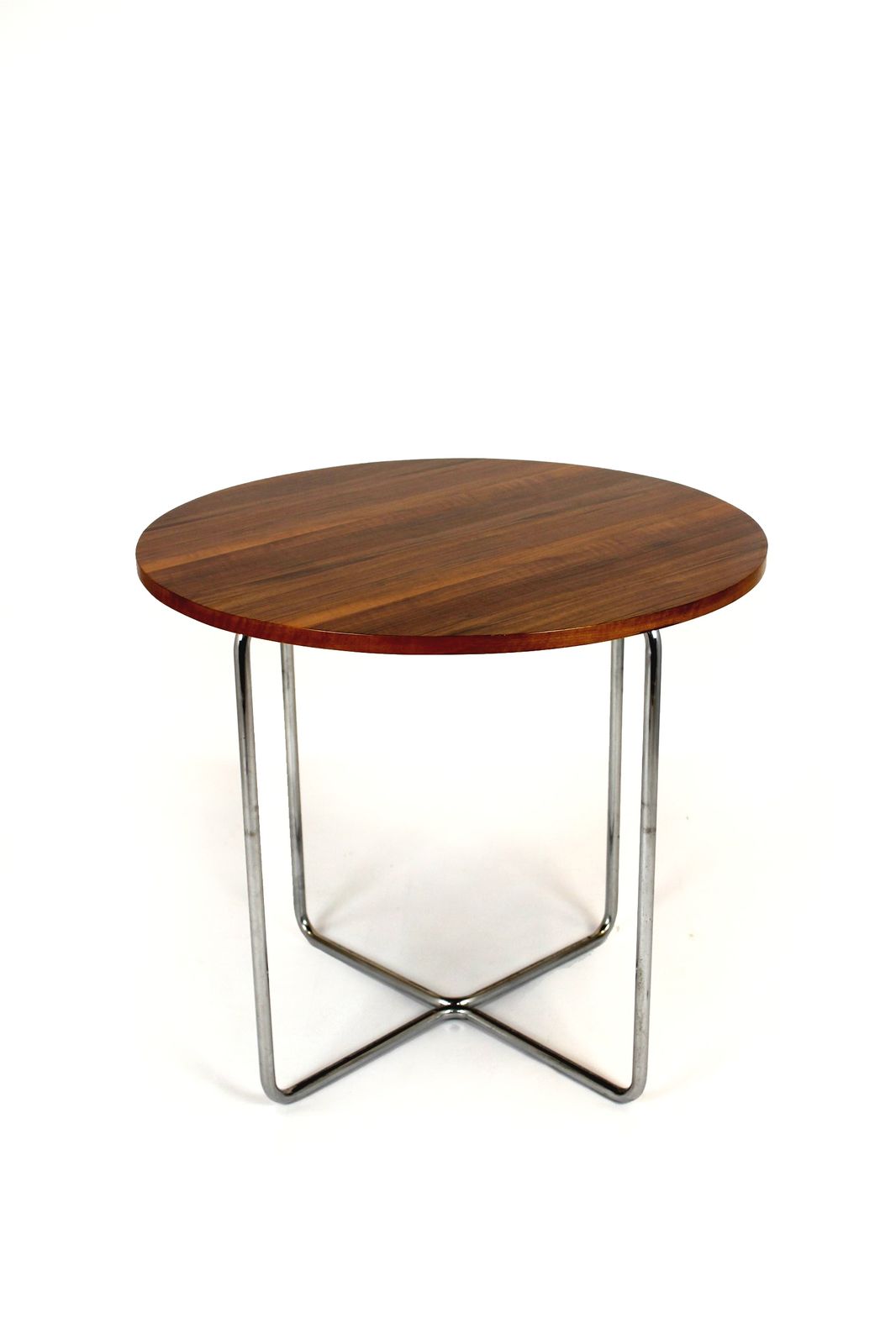 Restored Bauhaus Tubular Steel Set, Round Table And Four Chairs By Mart Stam, 1930s photo vinterior