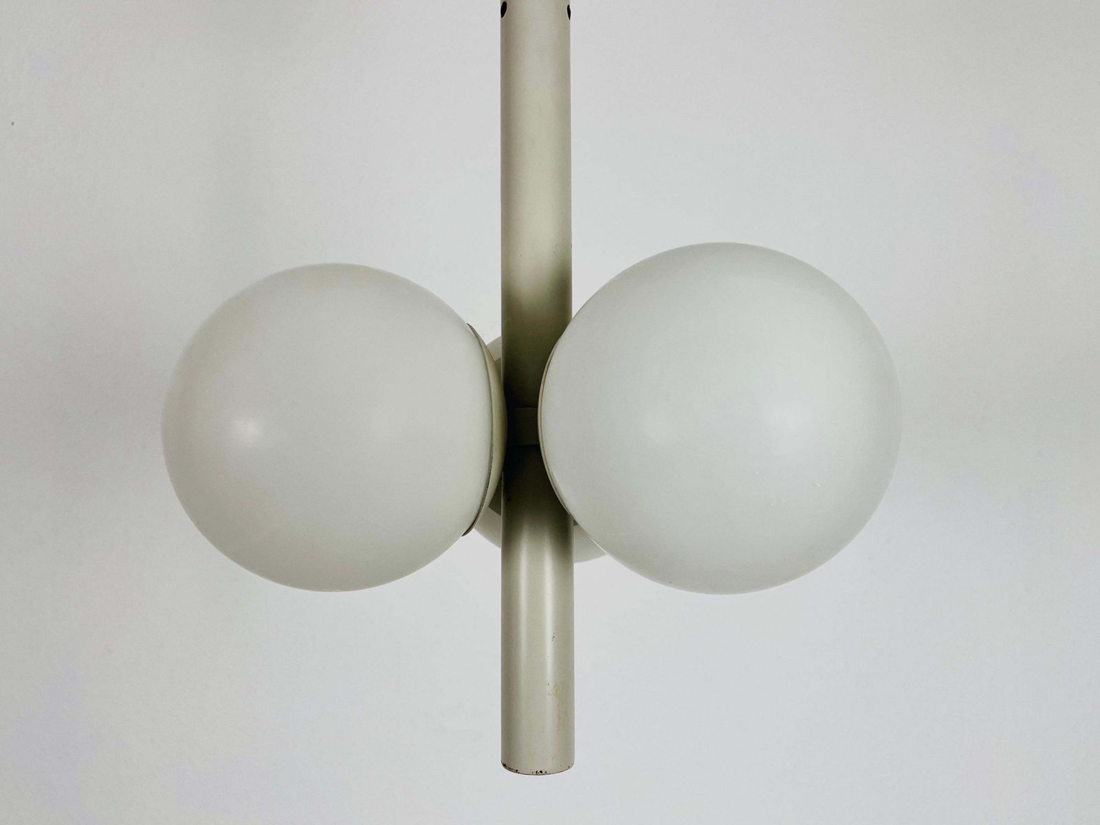 Mid Century Modern Golden White 3 Arm Space Age Chandelier, 1960s, Germany photo Lighting