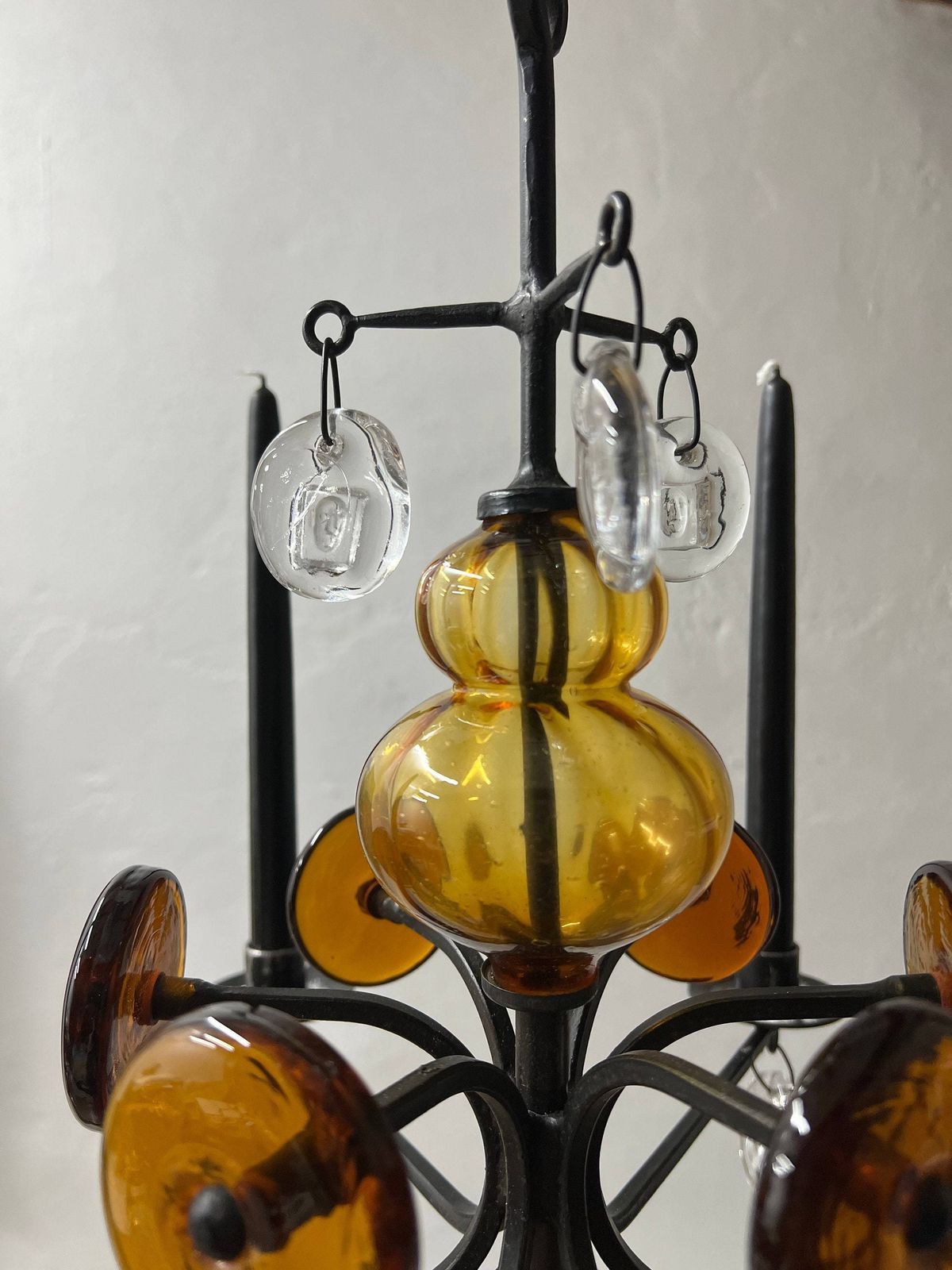 Erik Hoglund Art Glass Chandelier Candle Holder | Boda Nova | Vintage photo 1400.0