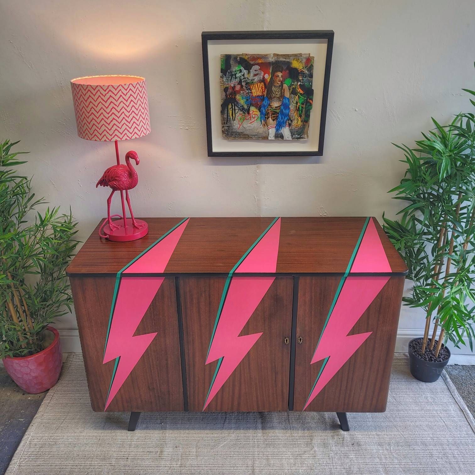 Commission Item Desk Home Office Mid Century Modern Ziggy Stardust  David Bowie  Lightning Bolt photo furniture