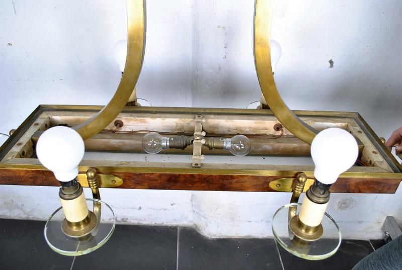 Art Deco Chandelier In Wood And Bronze, Circa 1930 photo buy